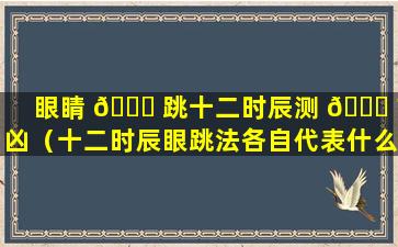 眼睛 🐛 跳十二时辰测 🐋 吉凶（十二时辰眼跳法各自代表什么意思）